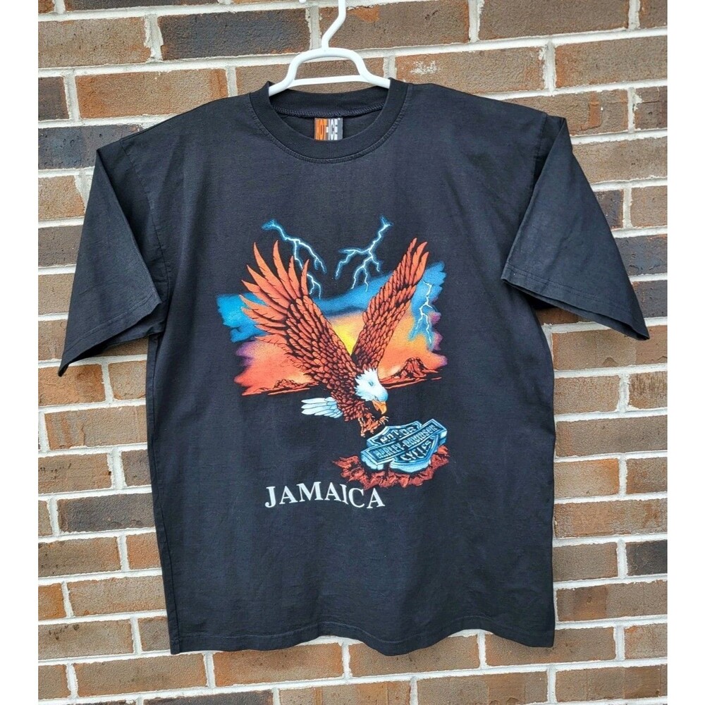 Harley Davidson Jamaica Vintage Double Sided Eagle T-shirt Mens 2XL Y2K